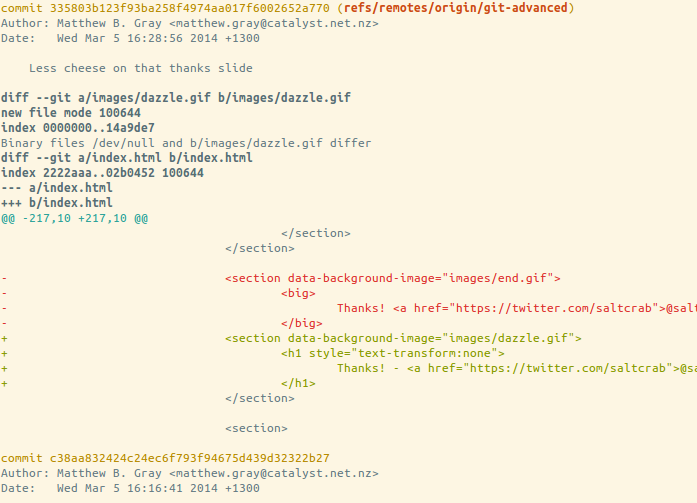 patch mode git log